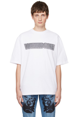 White Distortion T-Shirt by We11done on Sale