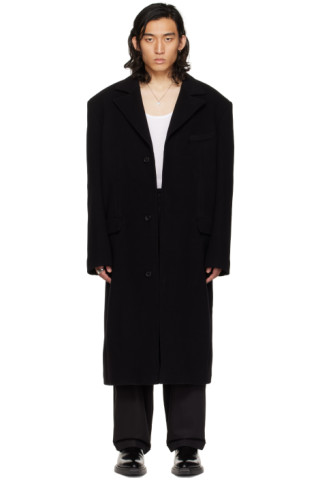 LU'U DAN: SSENSE Exclusive Black Teddy Oversized Tailored Coat | SSENSE