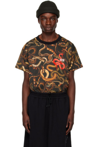 Black Snake Oversized Concert T-Shirt by LU'U DAN on Sale