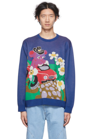 Marc Jacobs Heaven: Blue Buggy Bear Sweater | SSENSE UK