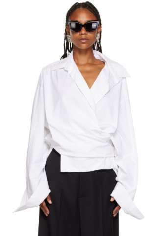 Balenciaga: White Wrap Shirt | SSENSE