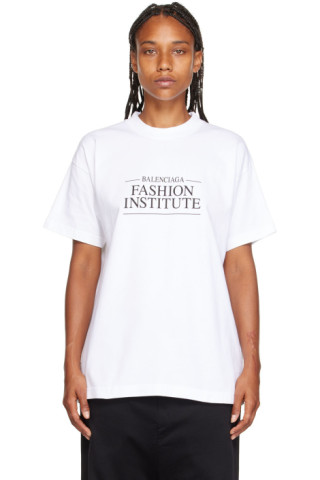 Balenciaga: White Printed T-Shirt | SSENSE UK