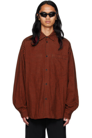 Balenciaga: Red Check Reversible Shirt | SSENSE Canada