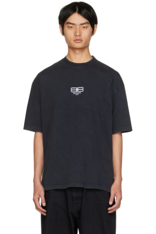 Balenciaga: Black BB Paris Icon T-Shirt | SSENSE