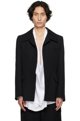 Comme des Garçons Homme Plus: Black Cutout Blazer | SSENSE Comme des Garçons Homme Plus: Black Cutout Blazer | SSENSE