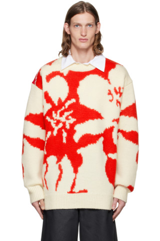 Dries Van Noten - Off-White & Red Jacquard Sweater