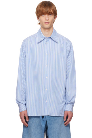 The Row: White & Blue Kroner Shirt | SSENSE