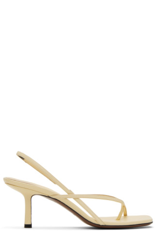 Beige Shamali Heeled Sandals by NEOUS on Sale