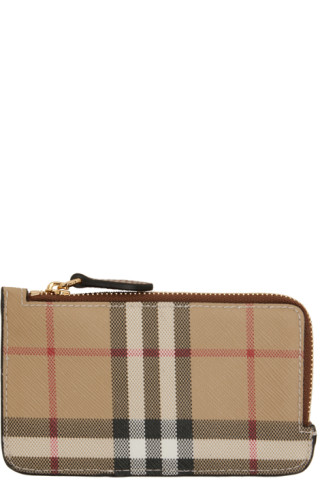 Burberry Vintage Check and Leather Card Case 4 Slot Black in Calfskin - US