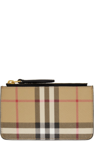 Women's Check Coin Purse With Strap by Burberry