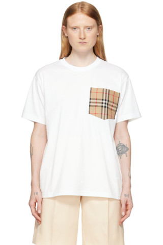 Burberry: ホワイト ヴィンテージチェック Tシャツ | SSENSE 日本