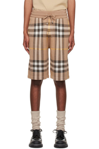 Burberry: Beige Silk & Wool Shorts | SSENSE