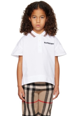 Kids White Icon Stripe Polo by Burberry | SSENSE
