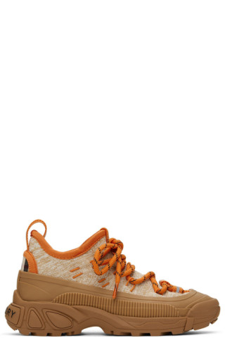 Kids Orange & Brown Arthur Sneakers by Burberry on Sale