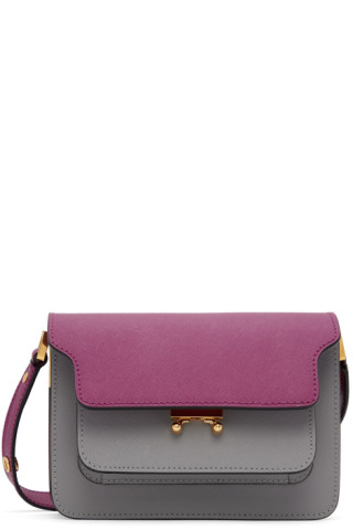 Marni Mini Trunk Soft Leather Shoulder Bag In Plum