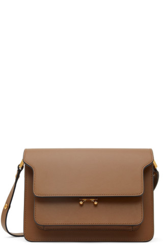 MARNI: Trunk bag in leather - Brown  Marni shoulder bag SBMP0121U0LV589  online at