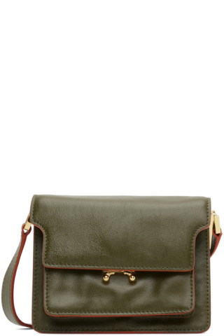 Trunk Mini Leather Shoulder Bag in Green - Marni