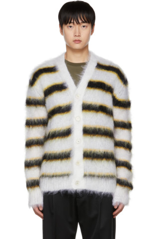 Marni: Off-White Striped Cardigan | SSENSE