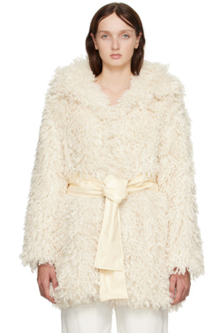 Staud: Off-White Lydie Faux-Fur Coat | SSENSE UK