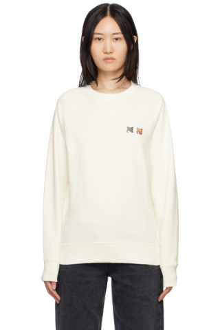 Off-White Double Fox Head Sweatshirt by Maison Kitsuné on Sale