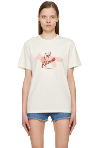 Maison Kitsuné: Off-White Fox Cafe Kitsune Classic T-Shirt | SSENSE