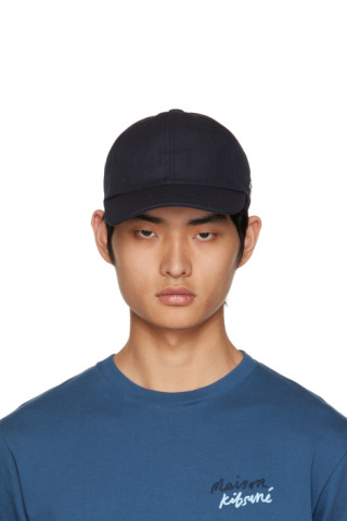 Navy Tricolor Fox Cap by Maison Kitsuné on Sale