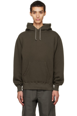 Khaki Pullover Hoodie by BEAMS PLUS on Sale