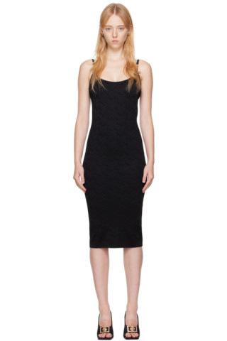 Versace: Black 'La Greca' Midi Dress | SSENSE