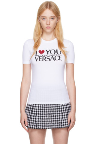 Versace: White 'I Love You But' T-Shirt | SSENSE