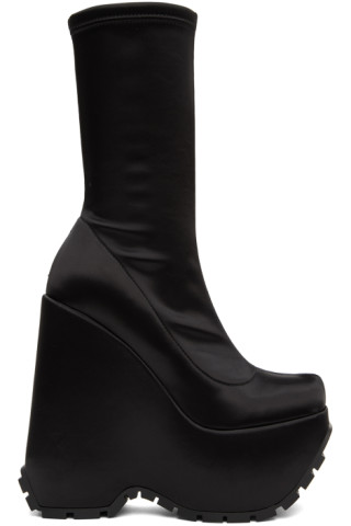 Versace: Black Triplatform Boots | SSENSE Canada