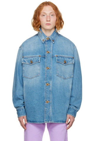 Versace: Blue Medusa Denim Jacket | SSENSE