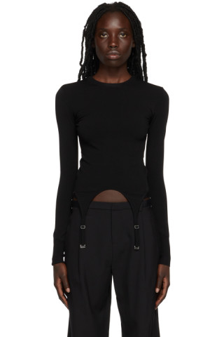 Dion Lee: Black Garter Long Sleeve T-Shirt | SSENSE