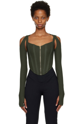 Khaki Shift Loop Long Sleeve T-Shirt by Dion Lee on Sale