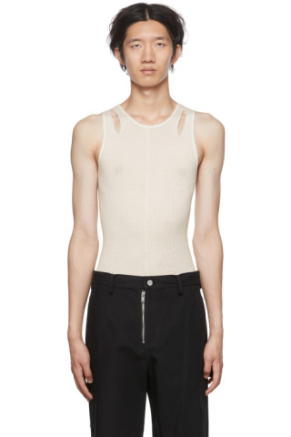 Off-White Cutout Tank Top by Dion Lee on Sale