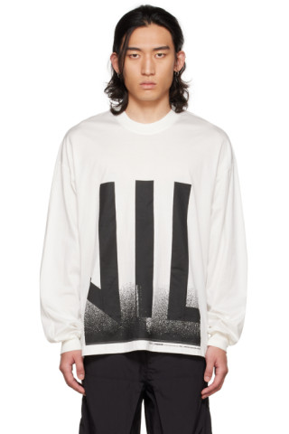 White Printed Long Sleeve T-Shirt by Julius on Sale