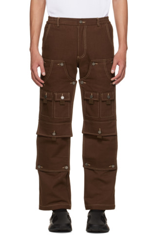Brown Convertible Double Knee Cargo Pants by TOMBOGO™ on Sale