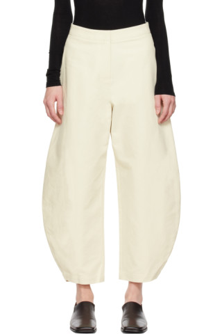 Off-White Curved Trousers by AMOMENTO on Sale