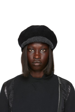 sacai: Black Hybrid Beret | SSENSE