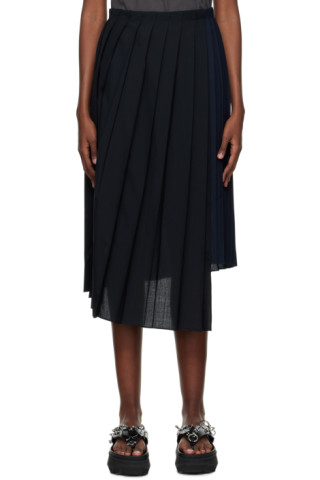 sacai: Black Pleated Skirt | SSENSE