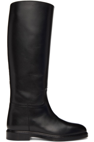 Legres: Black Leather Riding Boots | SSENSE