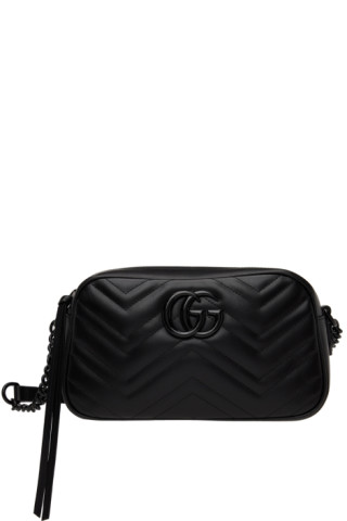 Gucci: Black GG Marmont Shoulder Bag | SSENSE