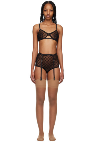 Gucci: Black GG Star Bra & Briefs Set