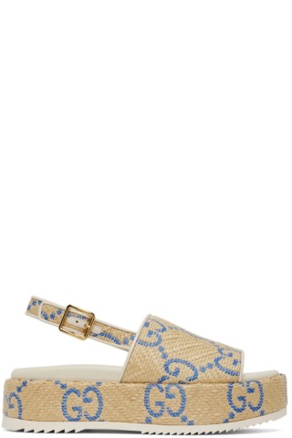 Gucci Beige Mens Gg Unicorn Supreme Sandals - Praise To Heaven