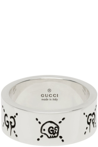 Gucci: Silver Ghost Skull Ring | SSENSE