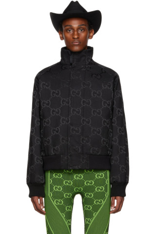 Gucci: Black Jumbo GG Jacket | SSENSE