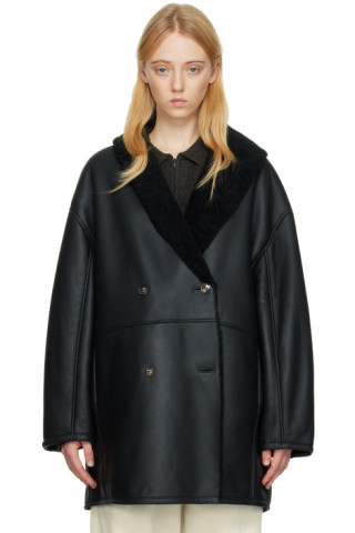 Black Namo Shearling Coat by Loulou Studio on Sale