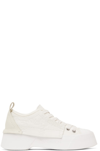 White Embossed Sneakers by JW Anderson on Sale