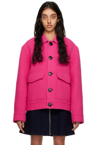 Pink Boxy Jacket by AMI Paris on Sale