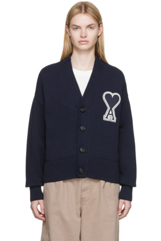 SSENSE Exclusive Navy Ami De Cœur Cardigan by AMI Alexandre Mattiussi ...