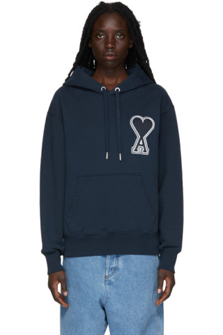 AMI Paris: SSENSE Exclusive Navy Oversized Hoodie | SSENSE